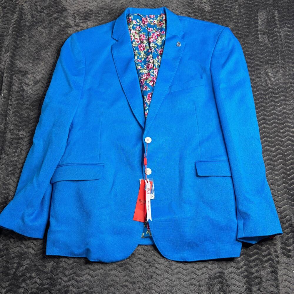 Elie Balleh Blue Size 3XL Two Button Sport Coat Jacket Blazer NWT